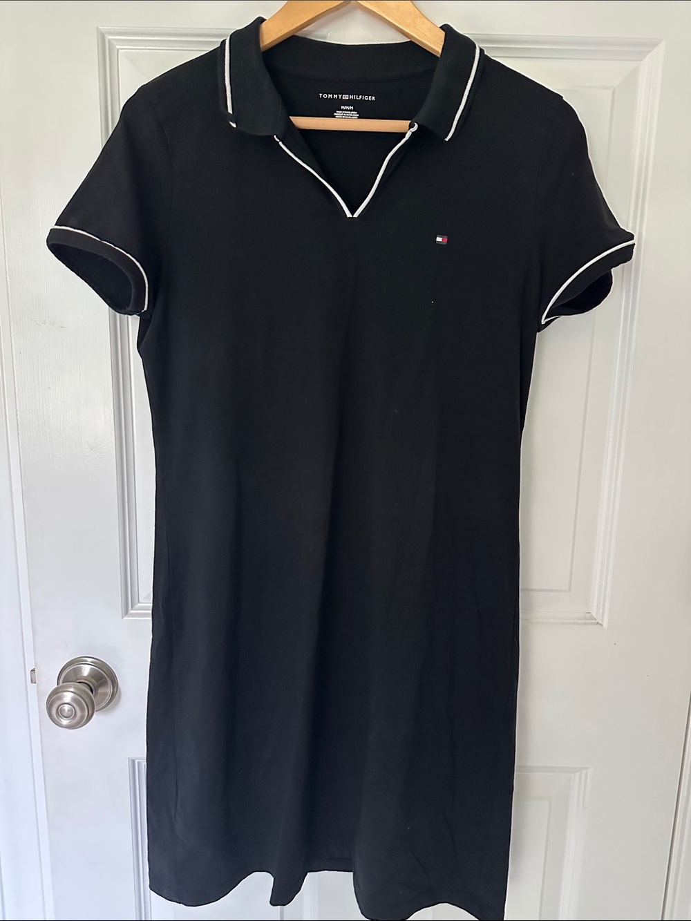 Tommy Hilfiger Black Polo Dress with White Piping Size M